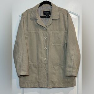 COACO Beige Button-Up Oversized Suede Jacket
